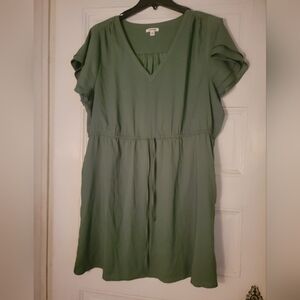 Goodthreads Olive V-Neck Mini Dress XXL